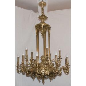 Large Gilt Bronze Chandelier Napoleon III