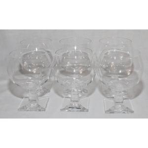 Set Of 6 Lalique Argos Burgundy Glasses