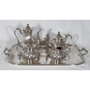 Boulenger 5 Piece Silver Metal Service Late 19th Century