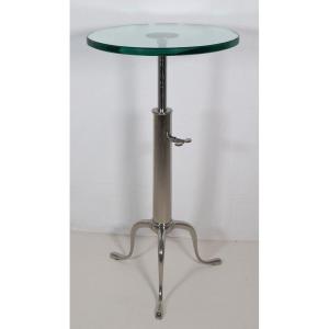 Telescopic Pedestal Table In Chromed Metal 1970s