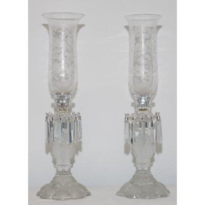 Torches Pair Of Crystal De Saint Louis Model "renaissance"