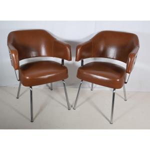 Pair Of 50s-60s Leatherette Armchairs 