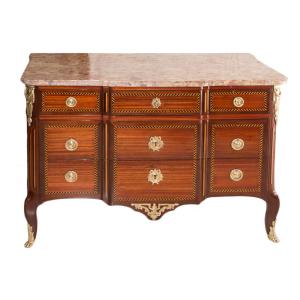 Transition Period Marquetry Chest Of Drawers Circa 1770