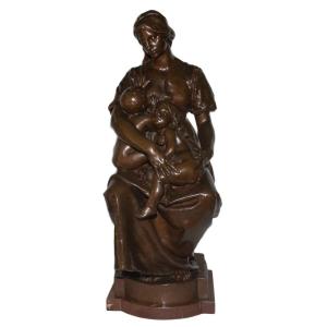 Bronze Maternity Paul Dubois Barbedienne Foundry Late 19th Century