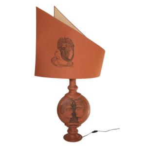 Red Clay Lamp By Jean Marais (1913-1998)
