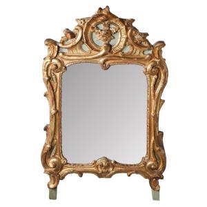 Provençal Mirror In Gilded Wood, 18th Century