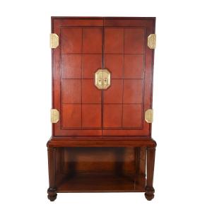 Rosewood Cabinet With Leather Upholstery Art Deco Period