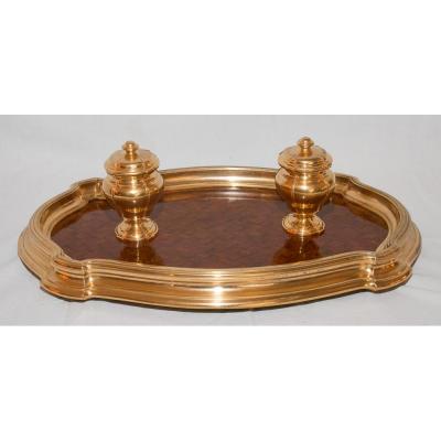 Inkwell Gilt Bronze And Palisander Circa 1890 G Keller