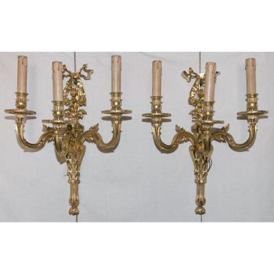 Pair Of Louis XVI Style Wall Sconces Circa 1880