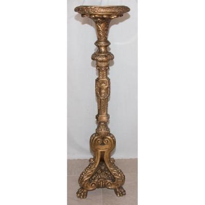 Large Torchère Carved Wood And Gilded End Nineteenth Century