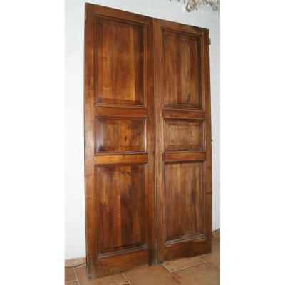 Great Pair Of Doors In Walnut Solid Early 20th Century