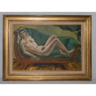  "Femme nue à la méridienne"- Jules CAVAILLES daté 1923