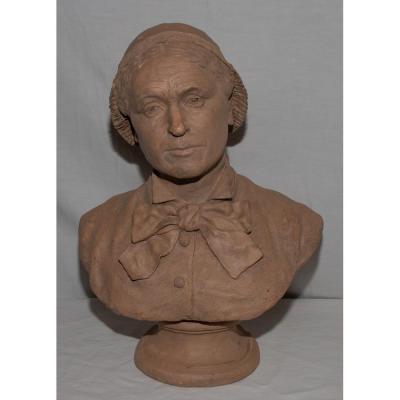 Bust Earth Signed And Dated 1881 R. Chassaigne