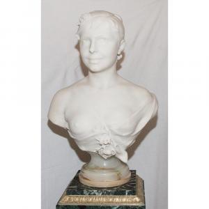Flore, Buste En Marbre Alfred Désiré Lanson 1851-1938