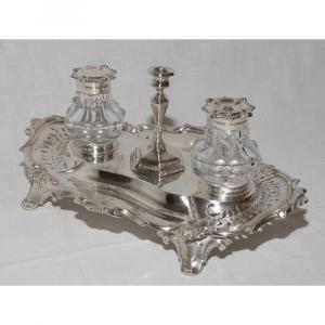 Inkwell In Sterling Silver Victorian Period