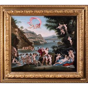 Venus And Adonis, Italian School 17th Century, Follower Of Albane.