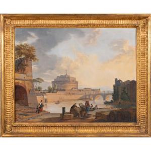 View Of Rome With The Castel Sant'angelo, Italy 18th Century