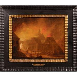 Night Fire In A Dutch Town By Egbert Van Der Poel, 17th Century