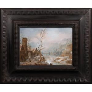 Winter Landscapes With Skaters By Johann Christian Vollerdt, 18th Century