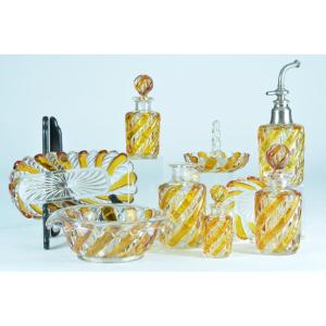 Old Crystal Toilet Trim Set Signed St Louis Baccarat Perfume Bottles Jewelry