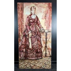 Maria Tort XIrau Old Large Portrait Painting Elegant Woman Living Room Costume 2m Decor Fashion