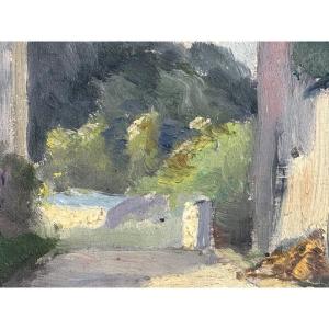 Old Calvados Village Landscape Painting Verville Sur Mer Study 1900