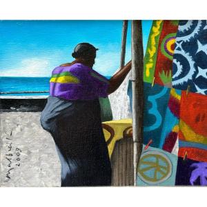 François Malbreil Modern Painting Landscape Martinique Marine Tropic Travel Hst