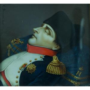 Bernardi Old Empire Miniature Painting Portrait Of Napoleon Deathbed 19th