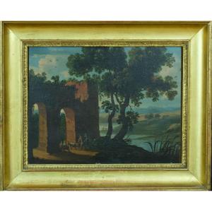 Old Italian Landscape Painting Ancient Roman Ruin Animated Sv Jan Asselijn 18th