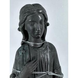 Ancient Sculpture Statue Virgin Head Draped Model Gothic High Period