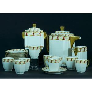 Old Porcelain Coffee Service Mavaleix And Granger Limoges Art Deco 1930 Streamline Skyscrape