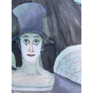 Mime Marceau Old Lithograph Adam And Eve Marcel Marceau Bip Signed Poetry Clown Circus