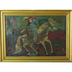 Old Painting Portrait Saint Jacques Matamore Horse Reconquista Cuzco 18th Spain America