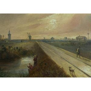 Théodore Gudin Old Painting Marine Landscape North Fisherman Sky Frame 19th Muller