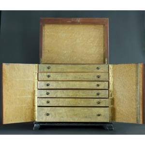 Old Argentier Mahogany Housewife Cutlery Storage Table 19th Furniture Decor Cutlery 