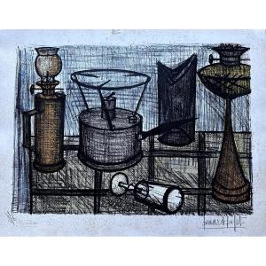 Bernard Buffet Beautiful Modern Lithograph Oil Lamp Still Life Signed Modern Art 