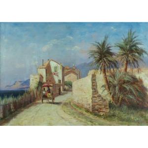 Alexandrine Von Wistinghausen Estonia Painting Southern Landscape Animated 19th Painting Tallinn