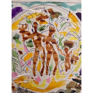 Jean Terles The Age Of Bronze Painting Study Portrait Art Deco Tapestry Project Gobelins Paris