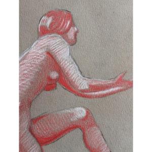 Vm Llona Old Drawing Portrait Young Nude Woman Dancer Chicago School Art Nouveau