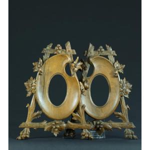 Old Carved Wooden Frame Painter's Palette Easel Claw Foot Cdv 19th Photo