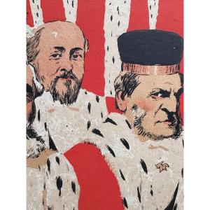 Jules Grün Lithograph Art Nouveau Portrait Politician Magistrate 19th Dreyfus X 2