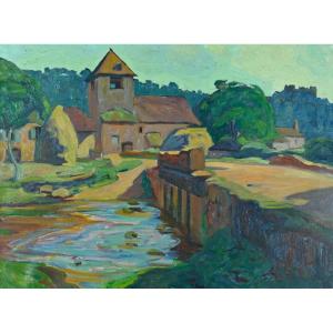 Debourg Painting Old School Of Crozant View Of Village La Creuze Gargilesse XX Nabis