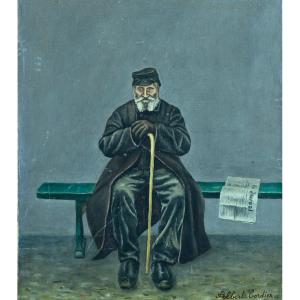 Albert Cordier Old Painting Portrait Of Father Parmentier Journal Paris Montparnasse 19th 