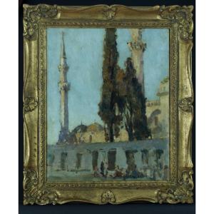 Beautiful Old Orientalist Painting View Of Istanbul Saint Sophia Mosque Animated Turkish Türkiye 