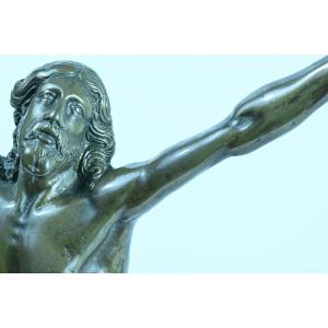 Large Living Bronze Christ Giambologna Mannerist Italy 31cm Cristo Vivo Crucifix Relgion