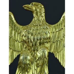 Antique Large Gilt Bronze Applique Facing Imperial Eagle Napoleon Empire 19th