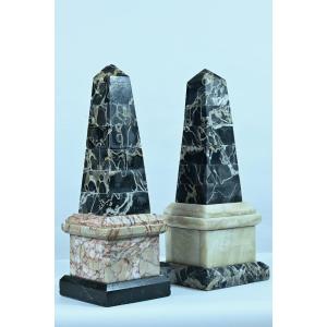 Marble Obelisk Of The Grand Tour 19th Century Neoclassical Rome Italy Ancient Greece X 2