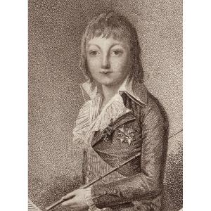 Old Engraving Portrait Louis XVII King Of France Hourdain Royalist Eckard