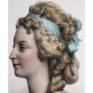 Antique Engraving Portrait Of Madame Royale In Profile Colors Louis XVI Delpech