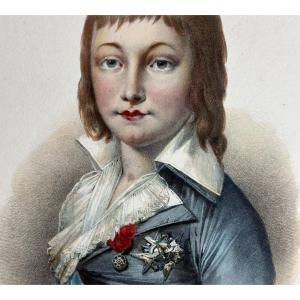 Delpech Antique Engraving Royal Portrait Louis The Dauphin XVI Monarchy 19th